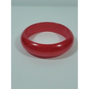 Vintage Lucite Light Ruby Red  Moonglow Bangle Chunky Plastic Bracelet HTF VTG